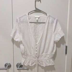 H&M white short sleeve blouse top